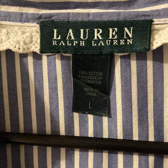 Lauren by Ralph Lauren Vintage striped button-down shirt sz L - Picture 4 of 7
